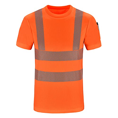 AYKRM Warnschutz Herren, Damen, unisex, Kurzarm, T-Shirt Warnschutzshirt Warnshirt (Orange, XL) von AYKRM