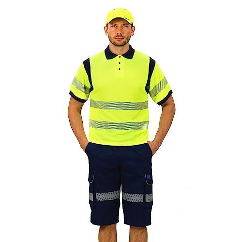 Fast Fashion Hi viz Marinekragen Sicherheits Arbeitskleidung Hoch Visability Warnschutz t Shirt Polo Herren (5XL-6XL, Gelb) von AYKRM