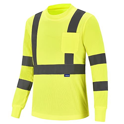 Warnschutz Langarmshir warn t Shirts Herren (2XL, Gelb) von AYKRM