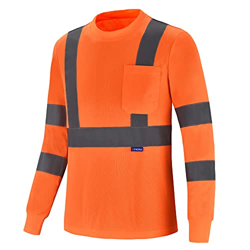 Warnschutz Langarmshir warn t Shirts Herren (L, Orange) von AYKRM