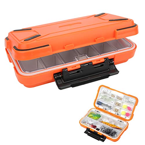 AYNEFY Einstellbarer Angelkasten Organizer mit Gummigürtel Wasserdichtes Design Transparenter Innerer Deckel Stoßdicht Flotter ABS -Material für Köderhaken Lures Accessoires (ORANGE) von AYNEFY
