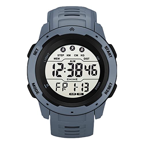 AYNEFY Herren Digital Sports Watch Expedition Running Watch mit Leuchtendem Display Alarm WR50m Wasserdicht für Sportstudenten Im Freien (Gray) von AYNEFY