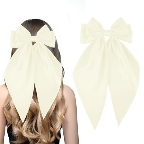 AYNKH 1 Stück solide große Schleife Satin Haarspange Damen Große Schleife Haarspangen Schleife Französische Haarspangen mit langem Band für Frauen Mädchen für den täglichen Anzug, Performance Ball, von AYNKH