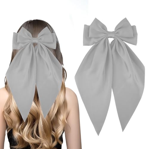 AYNKH 1 Stück solide große Schleife Satin Haarspange Damen Große Schleife Haarspangen Schleife Französische Haarspangen mit langem Band für Frauen Mädchen für den täglichen Anzug, Performance Ball, von AYNKH