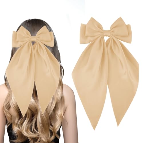 AYNKH 1 Stück solide große Schleife Satin Haarspange Damen Große Schleife Haarspangen Schleife Französische Haarspangen mit langem Band für Frauen Mädchen für den täglichen Anzug, Performance Ball, von AYNKH