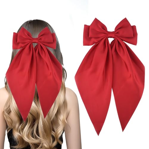 AYNKH 1 Stück solide große Schleife Satin Haarspange Damen Große Schleife Haarspangen Schleife Französische Haarspangen mit langem Band für Frauen Mädchen für den täglichen Anzug, Performance Ball, von AYNKH