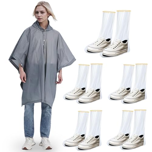 AYNKH 1 x Regen-Set für Erwachsene, 5 x lange Einweg-Schuhüberzüge, wiederverwendbarer EVA-Regenmantel, tragbare Notfall-Kapuze, Camping, Herren, wasserdichter Poncho, Outdoor-Regenausrüstung, Disney AYNKH 1 x Regen-Set für Erwachsene, 5 x lange Einweg-Schuhüberzüge, wiederverwendbarer EVA-Regenmantel, tragbare Notfall-Kapuze, Camping, Herren, wasserdichter Poncho, Outdoor-Regenausrüstung, Disney von AYNKH