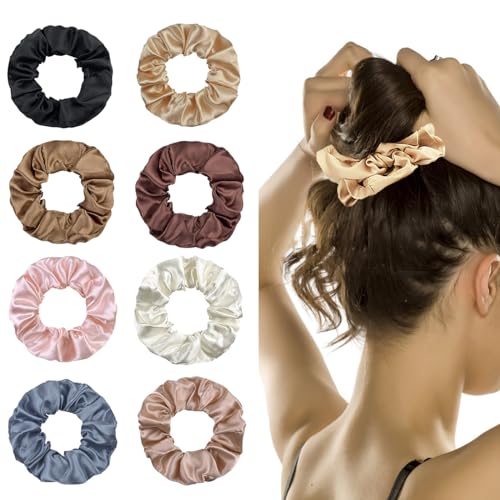 AYNKH 8 Stück Seide Haarringe Einfarbige Elastische Dicke Bänder Haargummi Weich Elastisch Silk Skrunschis Groß für Damen Frauen Mädchen AYNKH 8 Stück Seide Haarringe Einfarbige Elastische Dicke Bänder Haargummi Weich Elastisch Silk Skrunschis Groß für Damen Frauen Mädchen von AYNKH