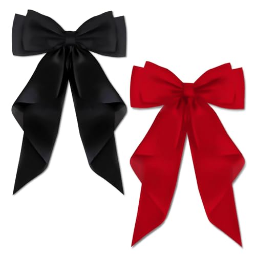 AYNKH Haarspangen mit großer Schleife und langem seidigem Satin, einfarbig, französische Haarspange, schlichtes Accessoire für Damen und Mädchen, 2 Stück von AYNKH