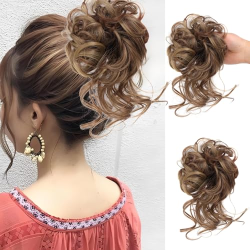 AYNKH Haarteil Mit Gummiband, Haarband Gewellt Lockiges Haarknoten Messy Bun Synthetisch Haarverlängerung Pferdeschwanz Haarteile für Damen Mädchen Pferdeschwanz von AYNKH