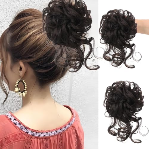AYNKH Haarteil Mit Gummiband, Haarband Gewellt Lockiges Haarknoten Messy Bun Synthetisch Haarverlängerung Pferdeschwanz Haarteile für Damen Mädchen Pferdeschwanz von AYNKH