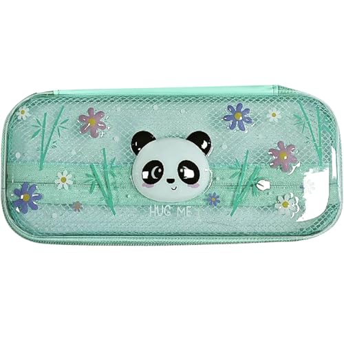 AYNKH Niedliches Panda-Federmäppchen mit transparentem Fenster, Innentasche aus Netzstoff und Reißverschluss, 23 x 10,5 x 4 cm, Fach für die Schule AYNKH Niedliches Panda-Federmäppchen mit transparentem Fenster, Innentasche aus Netzstoff und Reißverschluss, 23 x 10,5 x 4 cm, Fach für die Schule von AYNKH