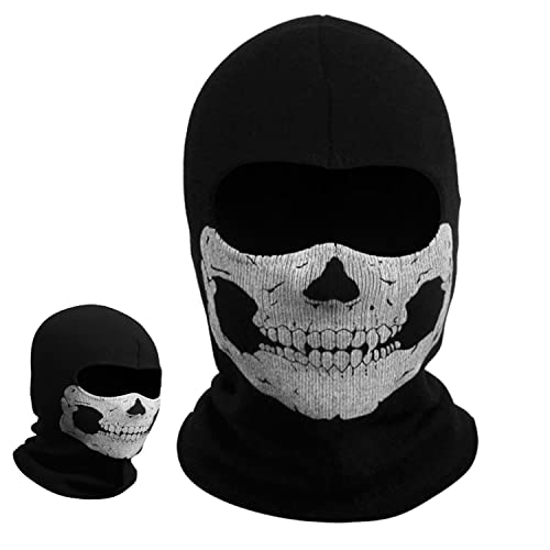 AYNKH Totenkopf-Sturmhaube Geistermaske Call of Balaclava Duty Maske Schwarz Full Face Bike Skateboard Ski Cosplay Kostüm Einheitsgröße, Schwarz , Einheitsgröße von AYNKH