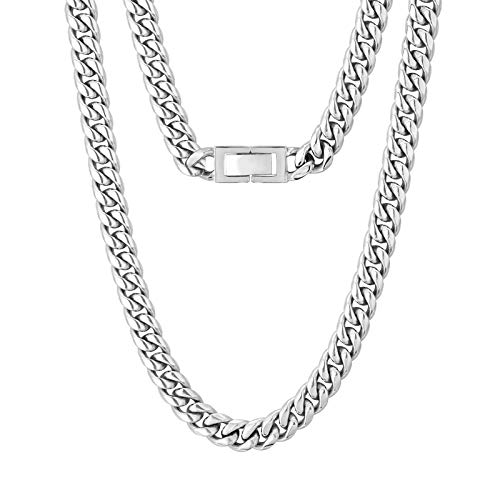 AYOUYA KRKC&CO 8mm Cuban Link Chain Kette, Edelstahl Panzerkette 18K Gold Vergoldet Hip Hop Halskette Nickelfrei für Männer Herren Damen Jungen von AYOUYA