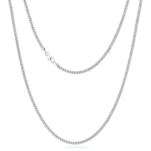 KRKC&CO Herren Halskette, Silber Farbe 3mm Edelstahl Panzerkette Cuban Link Chain, Nickel-frei Dünne Kette Goldkette Silberkette für Männer Länge 45-61cm von AYOUYA