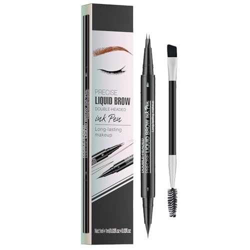 2-in-1 Microblading Augenbrauenstift Wasserfest zum Gestalten natürlicher Augenbrauen mit Pinsel Bleistift für Männer Frauen (04) von AYOrpeg