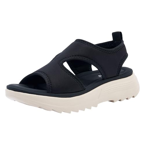 AYOrpeg Damen Sandalen Flach Slide Bequeme Sandalen Rutschfeste Freizeit Lässige Sportschuhe für Damen Leicht Strand Sandale（Schwarz,40 von AYOrpeg