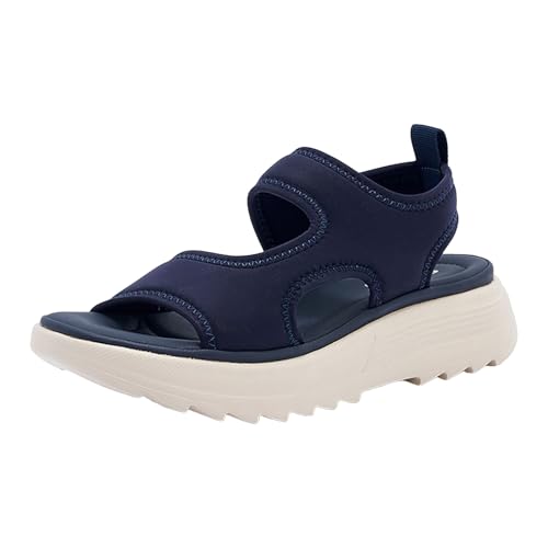 AYOrpeg Sandalen Damen Bequeme Flach Sandaletten Sportschuhe für Damen Leichte Rutschfeste Sandalen mit Dicker Sohle（Blau,38 von AYOrpeg