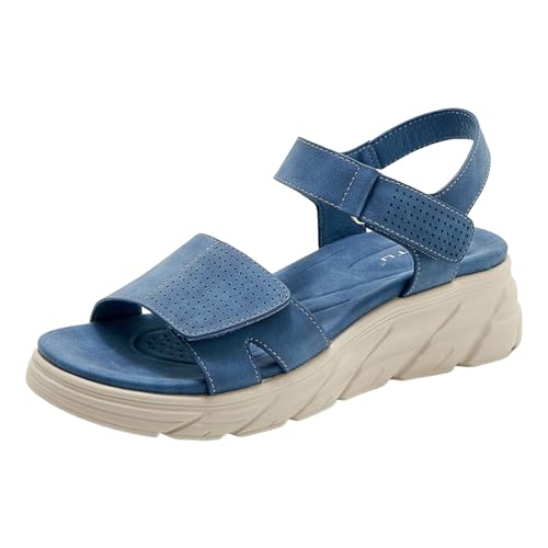 AYOrpeg Sandalen Damen Füße Schuhe Bequeme Flach Sandaletten Leichte Sandalette Weiche Sohle Casual Sport Sommerschuhe Rutschfeste Sandalen mit dicker Sohle（Blau,38 von AYOrpeg