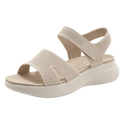 AYOrpeg Sandalen Waschbare Slingback Orthopädische Sport Sandalen Bequeme Strick Weiche Sohle Einfache Leichte Strandschuhe Casual Damenschuhe（Beige,36 von AYOrpeg