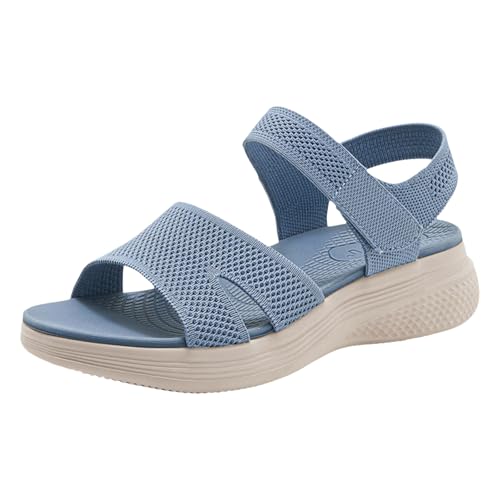 AYOrpeg Sandalen Waschbare Slingback Orthopädische Sport Sandalen Bequeme Strick Weiche Sohle Einfache Leichte Strandschuhe Casual Damenschuhe（Blau,35 von AYOrpeg