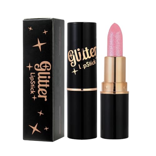 Diamond Glitter Lippenstift metallischer Lippenstift für Damen leichte Non-Stick to Cup Glossy Lipsticks langanhaltend wasserfest wischfest klebt nicht (01) von AYOrpeg