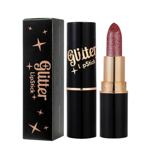 Diamond Glitter Lippenstift metallischer Lippenstift für Damen leichte Non-Stick to Cup Glossy Lipsticks langanhaltend wasserfest wischfest klebt nicht (06) von AYOrpeg