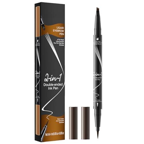 Microblading Augenbrauenstift 2-in-1 Augenbrauenstift mit gebogener Spitze präziser Bürstenspitze für natürlich Augenbrauen (02) von AYOrpeg