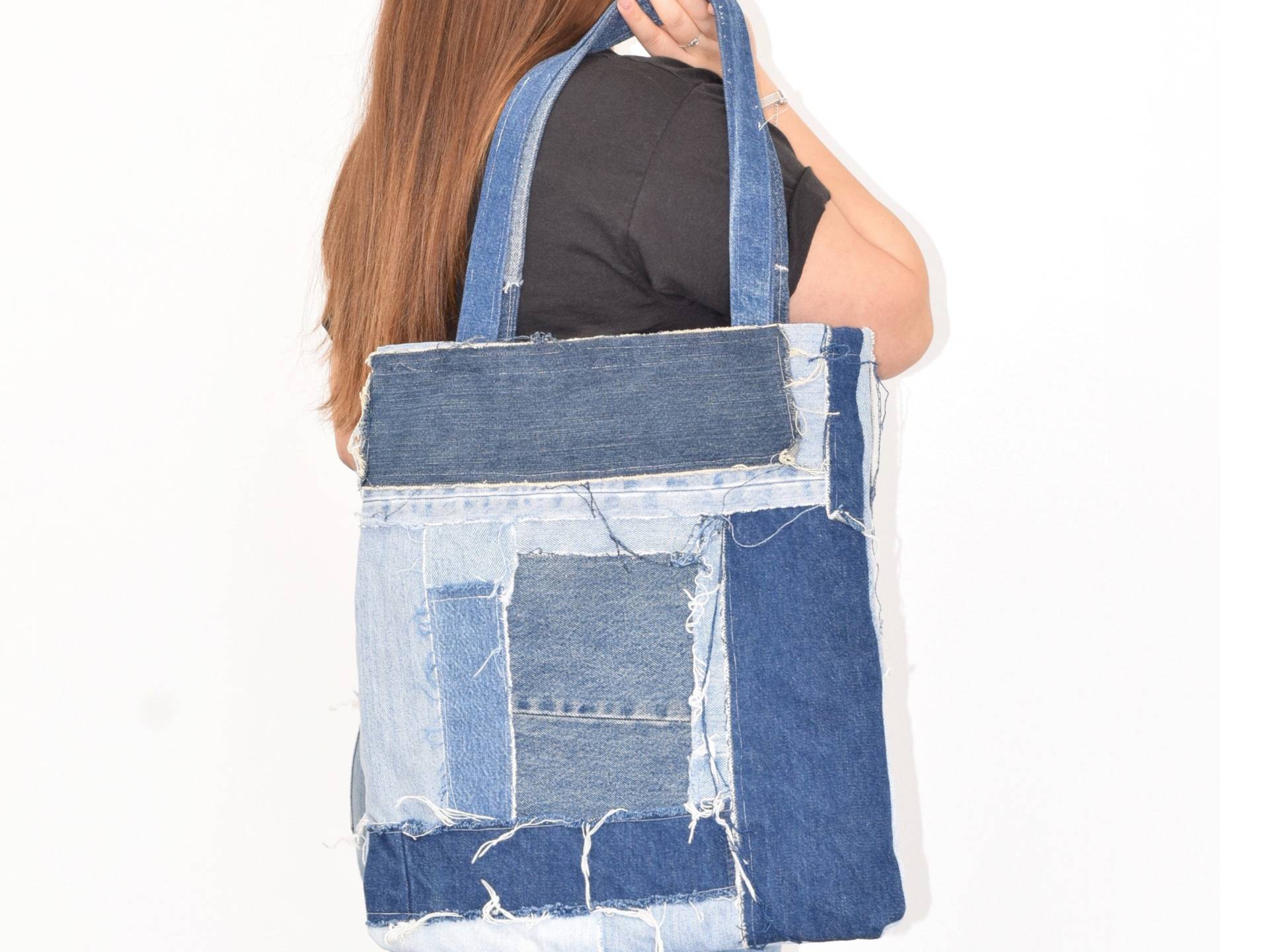 Jeans-Tasche, Patchwork-Denim, Recycled Denim von AYPEworks