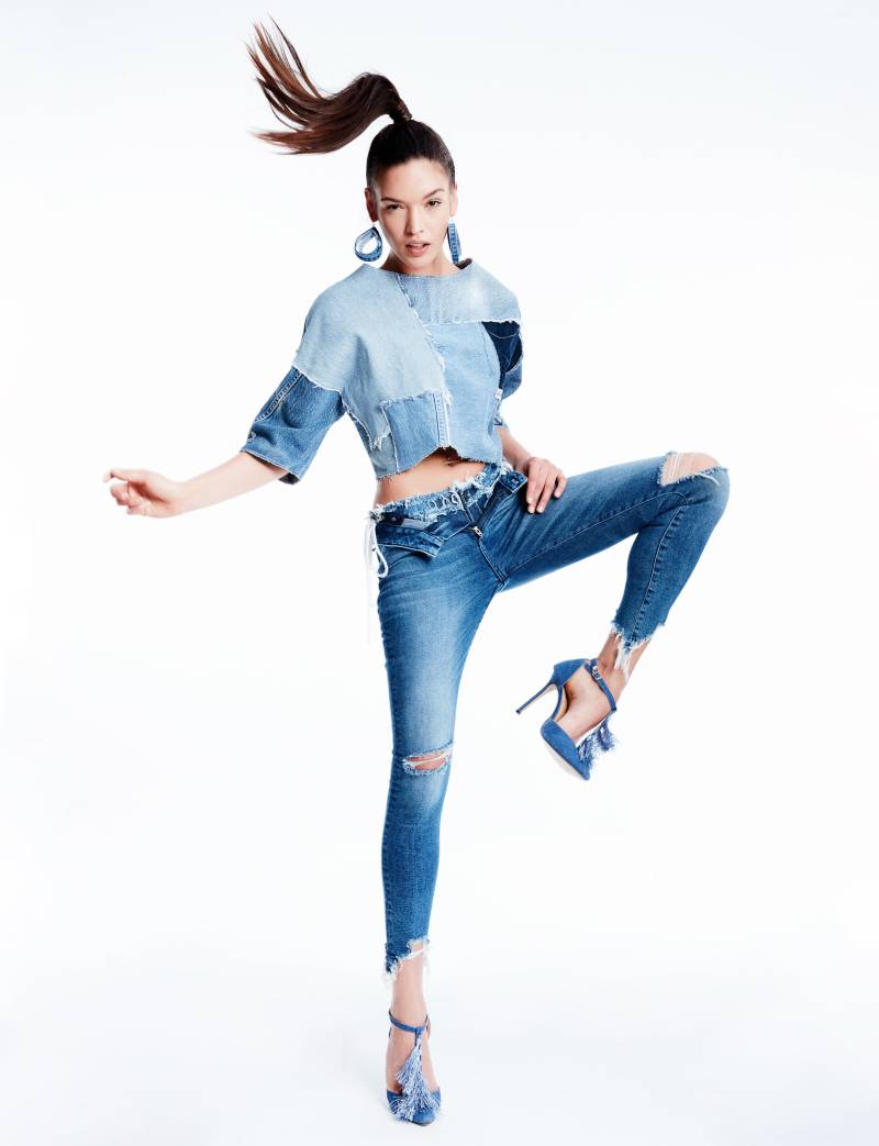 Umgearbeitetes Kurzes Jeanshemd Patchwork Recycled Imono Style | S von AYPEworks