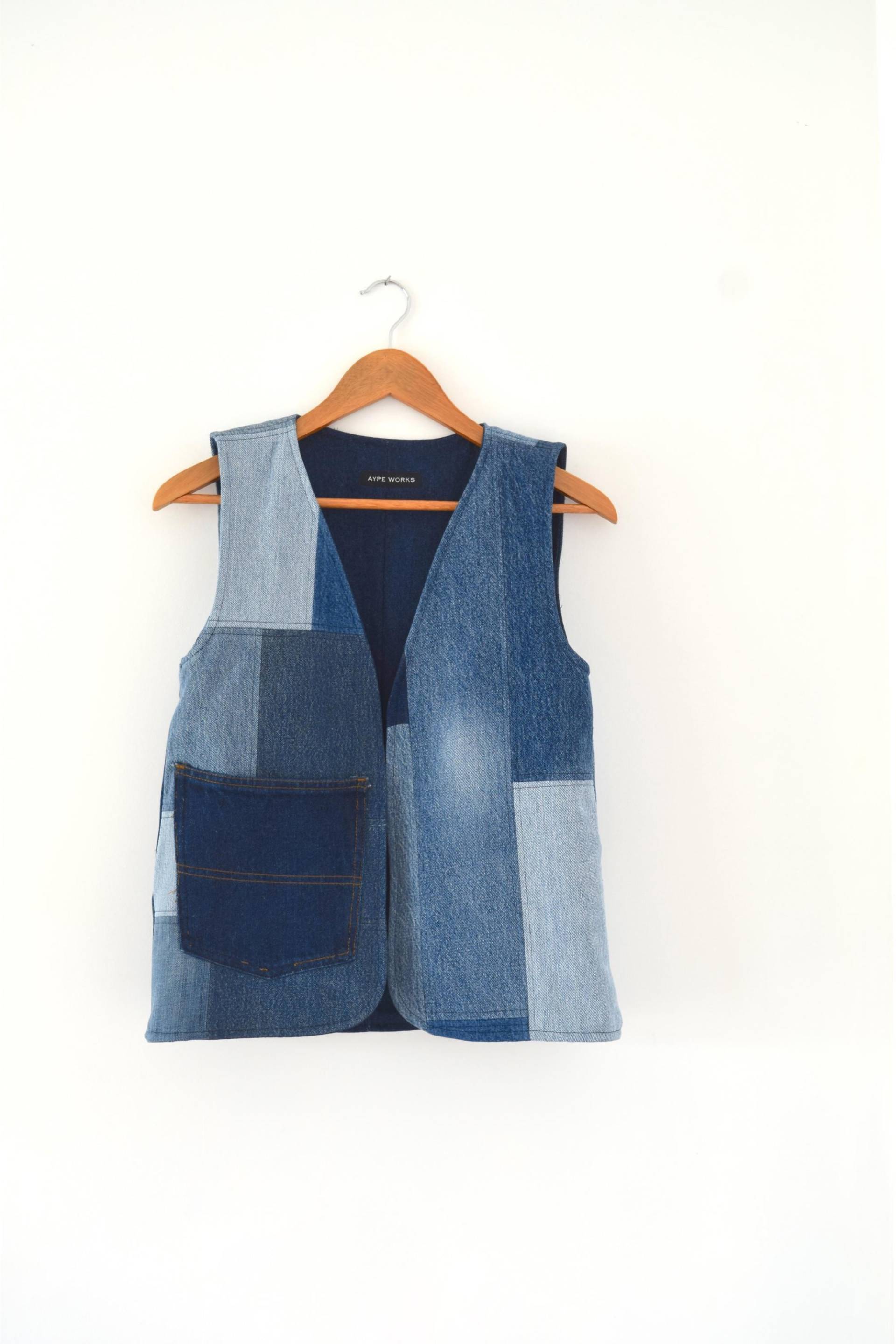 Patchwork-Jeansweste - Damen Xs Recycling-Weste von AYPEworks