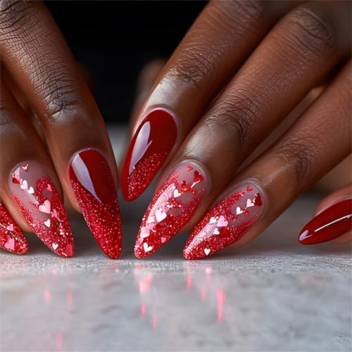 24 Stück Nägel Zum Aufdrücken Mandel Kleber Auf Den Nägeln Französische Kunstnägel Designs Falsche Nägel Künstliche Nägel Geschenke Für Frauen Und Mädchen von AYPOHU