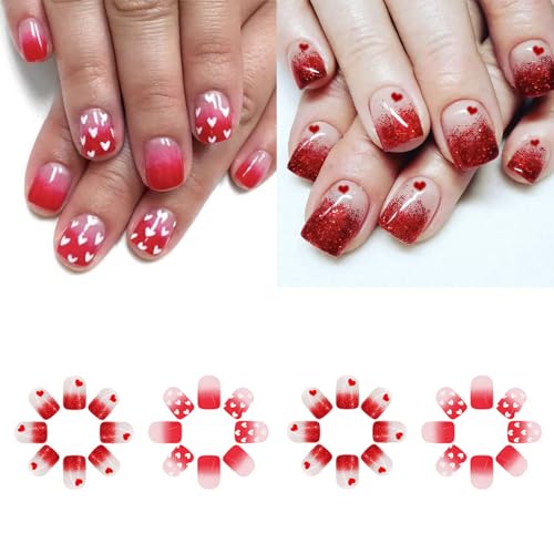 48 Stück Stilvolle Französische Maniküre Künstliche Nägel Glitzernde Designs Herz Zum Aufdrücken Der Nägel Zum Aufkleben Auf Den Nägeln Für Modische Frauen Und Mädchen von AYPOHU