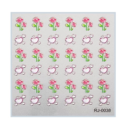 Geprägte Cartoon Nagelkunst Aufkleber Abziehbilder Selbstklebende Blumen Nagelzubehör Nagelkunst Dekorationszubehör von AYPOHU