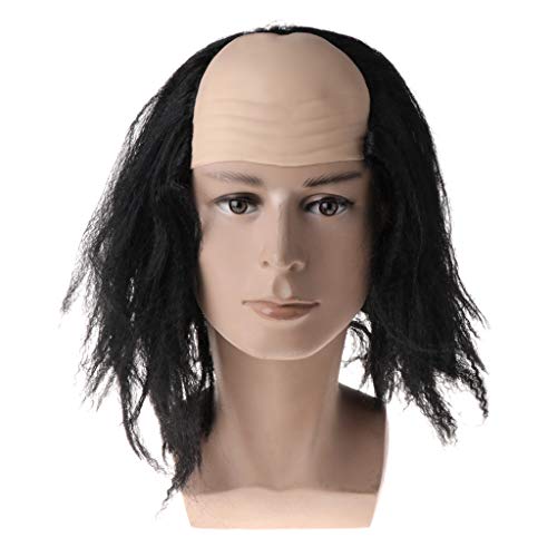 Halloween Perücken Glatze Haare Maskerade Kostüm Party Lustige Cosplay Prop Schwarz/Weiß von AYPOHU