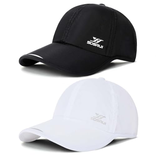 AYPOW 2 Pack Schnell Trocknend Baseballkappe, Leichte Atmungsaktiv Sommermütze Herren und Damen Einstellbare Basecap Sportkappe, Faltbare Baseball Cap Sommer Sportmütze for Running Tennis Golf Reisen von AYPOW