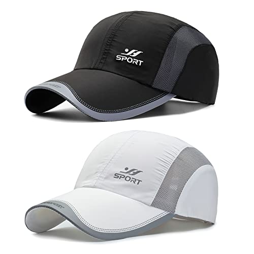 AYPOW 2 Pack Unisex Schnell Trocknend Baseball Cap Baseballkappe, Modisches Lässig Atmungsaktiv Mesh Sportkappe, Leichte Faltbare Outdoor Sportmütze Basecap Sonnenhut Baseballmütze für Herren Damen von AYPOW