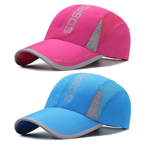 AYPOW 2 Pack Unisex Schnell Trocknend Baseball Cap Baseballkappe, Modisches Lässig Atmungsaktiv Mesh Sportkappe, Leichte Faltbare Outdoor-Sportmütze Basecap Sonnenhut Laufmütze für Herren Damen von AYPOW