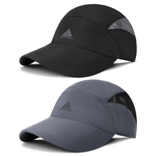 AYPOW 2 Pcs Atmungsaktiv Baseballkappe Herren Damen Baseball Cap, Leichte Schnelltrocknend Basecap Running Caps, Verstellbar Draußen Kappen Sonnenhut Golff Tennis Cappy Unisex Sommer Hat von AYPOW