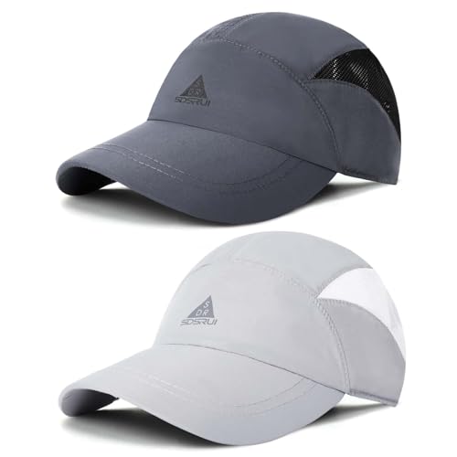 AYPOW 2 Pcs Atmungsaktiv Baseballkappe Herren Damen Baseball Cap, Leichte Schnelltrocknend Basecap Running Caps, Verstellbar Draußen Kappen Sonnenhut Golff Tennis Cappy Unisex Sommer Hat von AYPOW