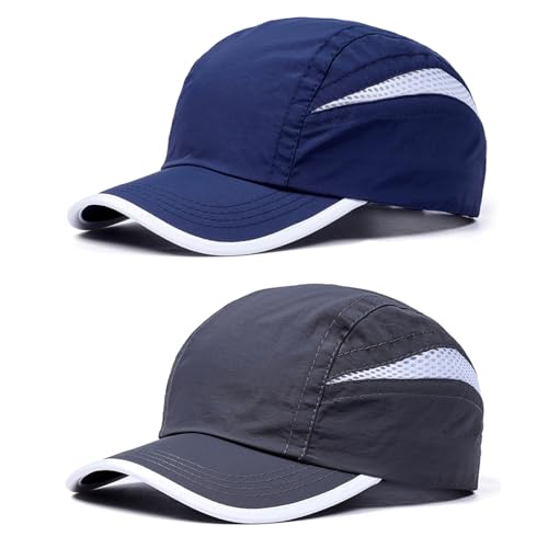 AYPOW 2 Pcs Baseball Cap Herren Damen, Leichte Schnelltrocknend Basecap kappen Unisex, Atmungsaktivem Mesh Futter Schildmütze Sonnenschutz Einstellbare Snapback Caps Laufen TennisGolf Cappy Outdoor von AYPOW
