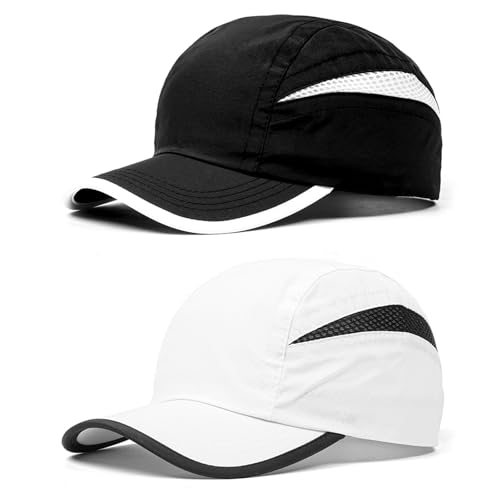 AYPOW 2 Pcs Baseball Cap Herren Damen, Leichte Schnelltrocknend Basecap kappen Unisex, Atmungsaktivem Mesh Futter Schildmütze Sonnenschutz Einstellbare Snapback Caps Laufen TennisGolf Cappy Outdoor von AYPOW