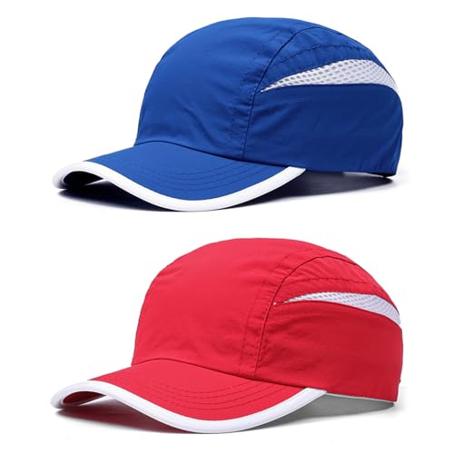 AYPOW 2 Pcs Baseball Cap Herren Damen, Leichte Schnelltrocknend Basecap kappen Unisex, Atmungsaktivem Mesh Futter Schildmütze Sonnenschutz Einstellbare Snapback Caps Laufen TennisGolf Cappy Outdoor von AYPOW