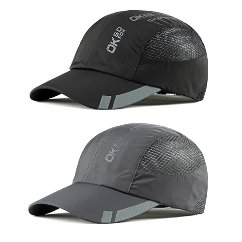 AYPOW 2 Pcs Baseball Cap Herren Damen, Schnelltrocknend Basecap Running Cap mit Atmungsaktivem Mesh Unisex, Leichtgewicht Schildmütze Verstellbar Draußen Kappen Sonnenhut Cappy für Golf Reisen Laufen von AYPOW