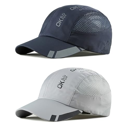 AYPOW 2 Pcs Baseball Cap Herren Damen, Schnelltrocknend Basecap Running Cap mit Atmungsaktivem Mesh Unisex, Leichtgewicht Schildmütze Verstellbar Draußen Kappen Sonnenhut Cappy für Golf Reisen Laufen von AYPOW
