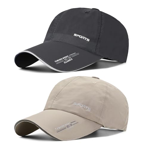 AYPOW 2 Pcs Baseball Cap Herren Damen, Schnelltrocknend Basecap Running Cap mit Reflektierende Krempe Unisex, Leichte Schildmütze Verstellbar Draußen Kappen Sonnenhut Golff Tennis Cappy Sommer Caps von AYPOW