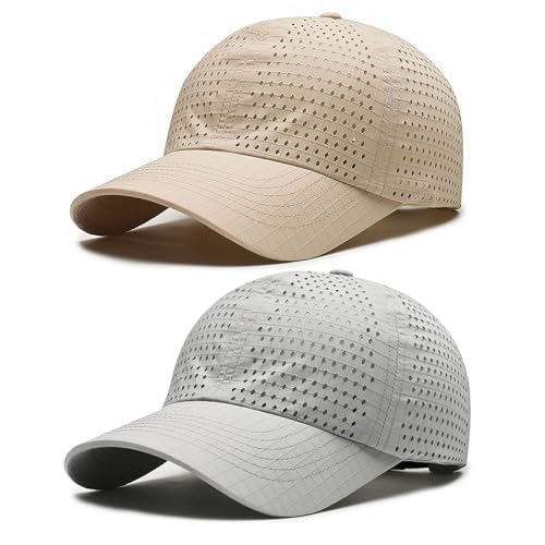 AYPOW 2 Pcs Basecap Herren Damen, Atmungsaktivem Schnelltrocknend MeshBaseball Kappen Unisex, Leichte Verstellbar Schildmütze Snapback Caps Sonnenschutz Tennis Laufen Cappy Draußen Sport Sommer von AYPOW