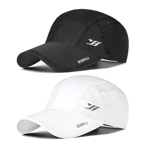 AYPOW 2 Pcs Schnell Trocknend Atmungsaktiv Baseball Cap Baseballkappe, Herren Damen Lässig Modisches Leichte Faltbare Outdoor Sportmütze Sportkappe, Waschbar Verstellbar Basecap Sonnenhut, Unisex von AYPOW