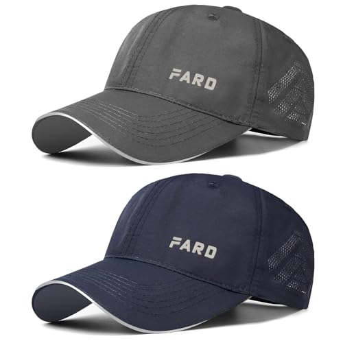 AYPOW 2 Pcs Schnelltrocknend Baseball Cap Herren Damen, Sonnenschutz Basecap mit Reflektierende Krempe Unisex, Leichte Schildmütze Einstellbare Snapback Caps Golf Laufen Tennis Cappy Sommer Outdoor von AYPOW