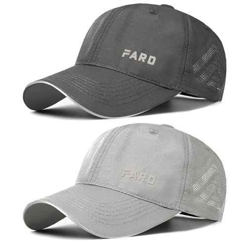 AYPOW 2 Pcs Schnelltrocknend Baseball Cap Herren Damen, Sonnenschutz Basecap mit Reflektierende Krempe Unisex, Leichte Schildmütze Einstellbare Snapback Caps Golf Laufen Tennis Cappy Sommer Outdoor von AYPOW